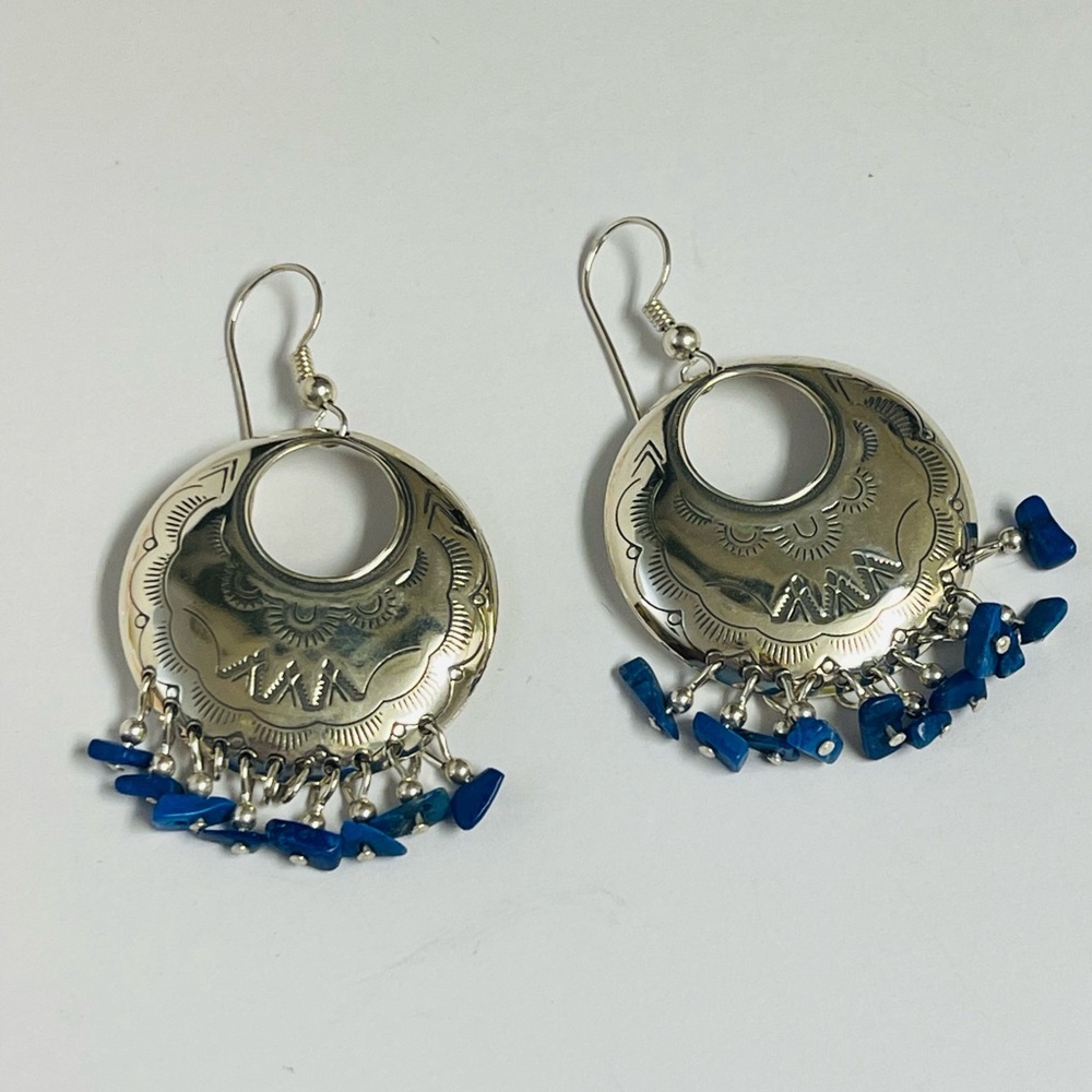 🎁Carolyn Pollack Sterling Silver Lapis Concho Earrings